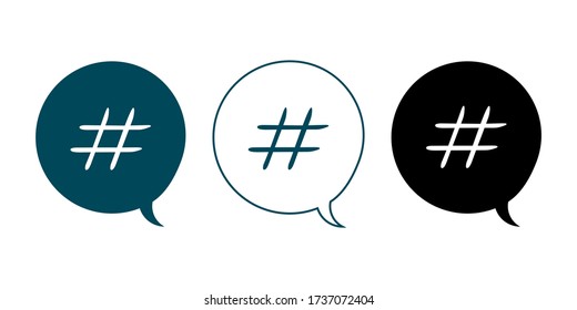 vector set of speaker balls icons with hashtags