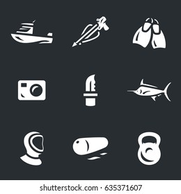 Vector Set of Spearfishing Icons.