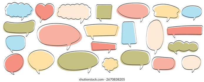 Vector set of speech bubble templates for your design and text. Various speech bubbles for designing conversations and dialogues.