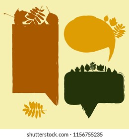 Vector set of speech bubbles in autumn style.
