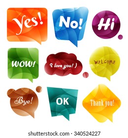 Vector set of speech bubbles and balloons in trendy style. Blank empty speech bubbles