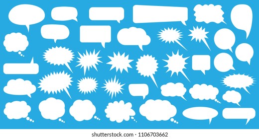 Vector set of speech bubbles. Blank empty white speech bubbles. Cartoon balloon word design.