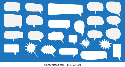 Vector set of speech bubbles. Blank empty white speech bubbles. Cartoon balloon word design.
