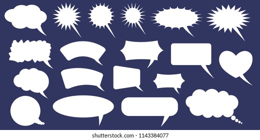 Vector set of speech bubbles. Blank empty white speech bubbles. Cartoon balloon word design.