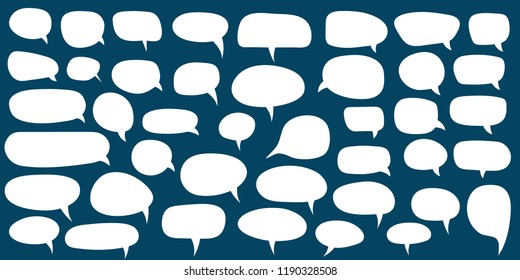 Vector set of speech bubbles. Blank empty white speech bubbles. Cartoon balloon word design.