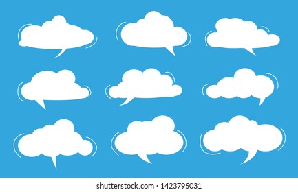 Vector set of speech bubbles, chat, thought, clouds, balloon. Doodle. Hand draw