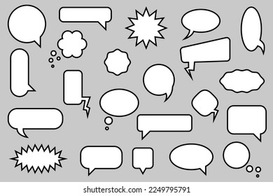 Vector set of speech bubbles, different shapes in comic book style.
