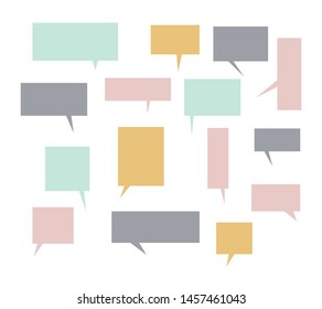 Vector set of speech bubbles. Doodle hand draw like kids style in pastel color for use in business, chat, inbox, dialog, message, question, communication, talk, speak, sticker, balloon, thinking