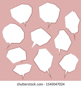 Vector set of speech bubbles. Doodle hand draw like kids style in pastel color for use in business, chat, inbox, dialog, message, question, communication, talk, speak, sticker, balloon, thinking