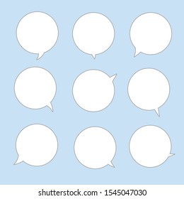 Vector set of speech bubbles. Doodle hand draw like kids style in pastel color for use in business, chat, inbox, dialog, message, question, communication, talk, speak, sticker, balloon, thinking