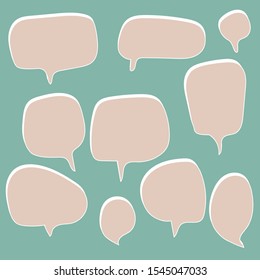Vector set of speech bubbles. Doodle hand draw like kids style in pastel color for use in business, chat, inbox, dialog, message, question, communication, talk, speak, sticker, balloon, thinking