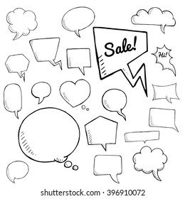 vector set of speech bubbles, group of doodle speech bubble on white background