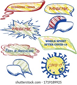 Vector set of speech bubbles. Hand drawn colorful set of dialog windows with actual news.