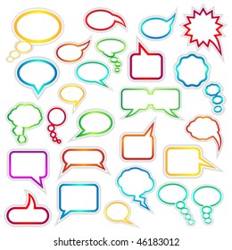 Vector set of speech bubbles and thought clouds used to indicate communication and dialog. JPG and TIFF versions of this image are also available in my portfolio.