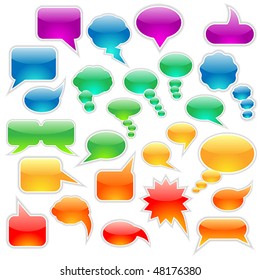 Vector set of speech bubbles and thought clouds used to indicate communication and dialog. JPG and TIFF versions of this illustration are also available in my portfolio.