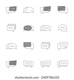 Vector set of speech cloud icons on isolated white background.