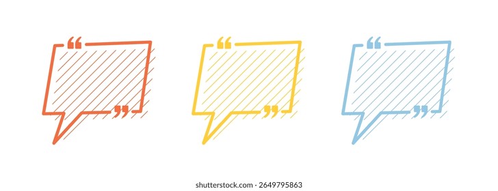Conjunto de Vector de contorno de marco de voz con estilo de rayas para citas y diseño de Plantilla de conversación