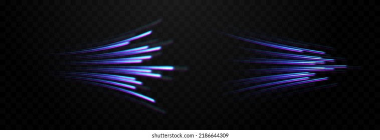 Vector set speed light lines png  Light paths an isolated transparent background  Glitch lines  speed light PNG  light effect 