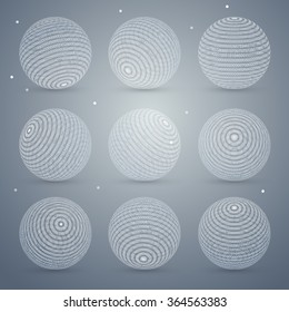 vector set with spheres and numbers, abstract background