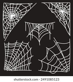Vector Set of spider web and halloween cobweb decoration