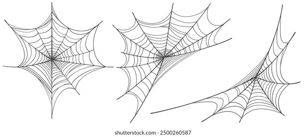 Vector Set of spider web on white