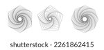 Vector set spirograph figures. White abstract tunnel. Wireframe twisted spirals. Sacred geometry with lines in the form hexagon, pentagon, octagon.