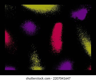 Vektorset von splash bunten isolierten Flecken Texturen. Abstrakte Vektorgrunge-Texturen auf dunklem Hintergrund.