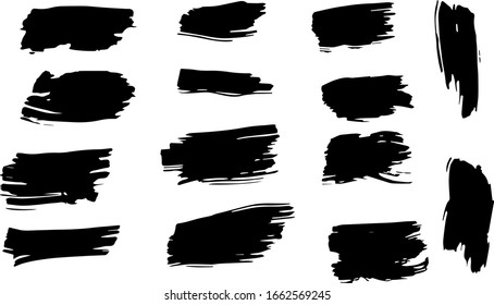 Vector set of splash stains texture banners. Black and white abstract vector illustration. Ink splatter stencil. 
