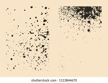 Vector set of splash stains textures. Monochrome abstract vector grunge textures.