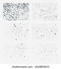 Vector set of splash stains textures. Monochrome abstract vector grunge textures.