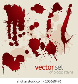 Vector set of splattered blood stains