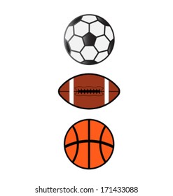 Vector set of Sport Balls Soccer,Football, Basketball