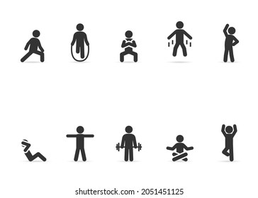 Vector set of sport exercise.