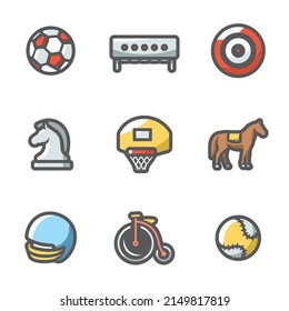 Vector Set of Sport Icons. Soccer, Biathlon, Archery, Chess, Jumping, Basketball, Football, Cycling, Tennis.
