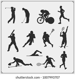 Vector set of sport players silhouettes.