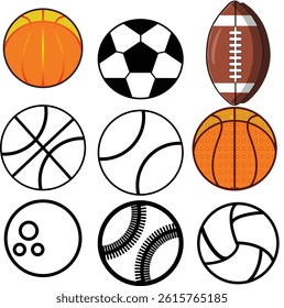 Vector Set of Sports Balls Icons