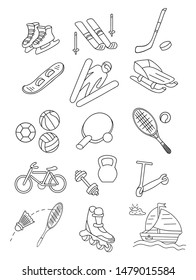 Vector set with sports equipment