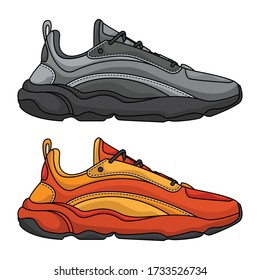 vector set of sports shoes, vector EPS 10