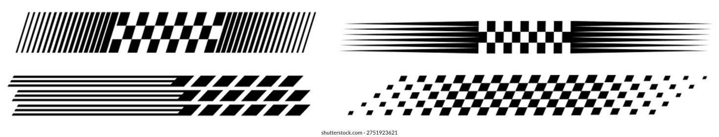 vector set sports stripe design. Speed races car stickers. Racing fast line design illustration 