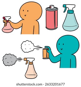 vector set of spray can and bottle