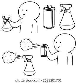 vector set of spray can and bottle