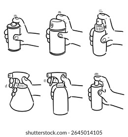 vector set of spray can and bottle