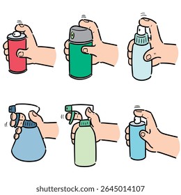 vector set of spray can and bottle