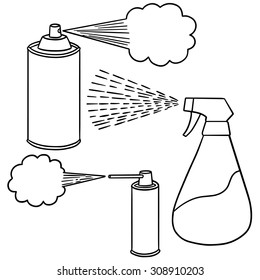 vector set of spray can and bottle