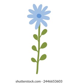 Vector set of spring Easter flowers in flat style isolated on white background.