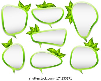 Vector set of spring stickers on white.