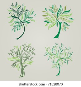 Vector set of spring tree design elements (from my big "Floral collection")