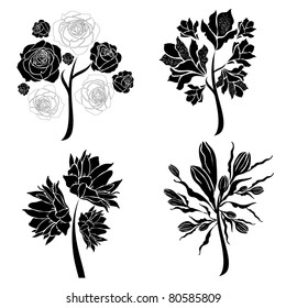 Vector set of spring tree design elements (from my big "Floral collection")