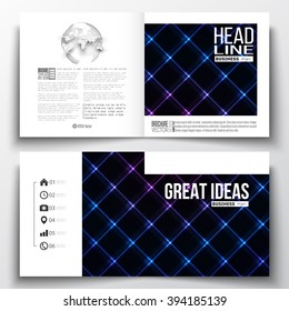 Vector set of square design brochure template. Abstract polygonal background, modern stylish sguare vector texture.