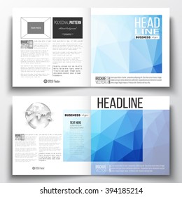Vector set of square design brochure template. Abstract colorful polygonal background, modern stylish triangle vector texture.